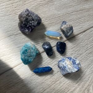 8 blue crystals